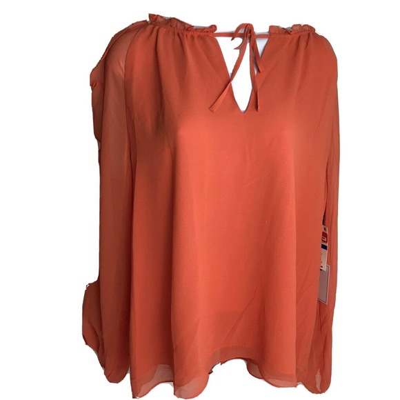 NWT 1. State Orange Slit Shoulder Top - Picture 2 of 10